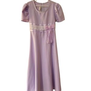 Bonnie jean girls sz 6/7 lavender linen long Easter dress.